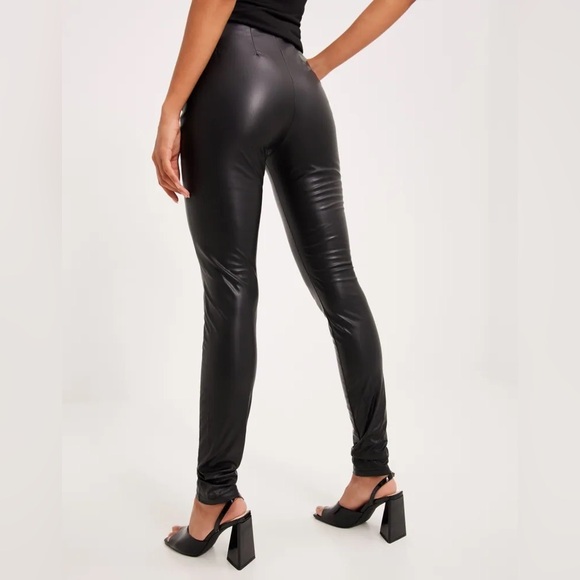 JJXX Megan Matte Black Faux Leather Elastic Waist Leggings - Picture 4 of 14